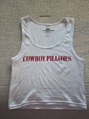 Cowboy Pillows White Ribbed Tank Top - Unbranded